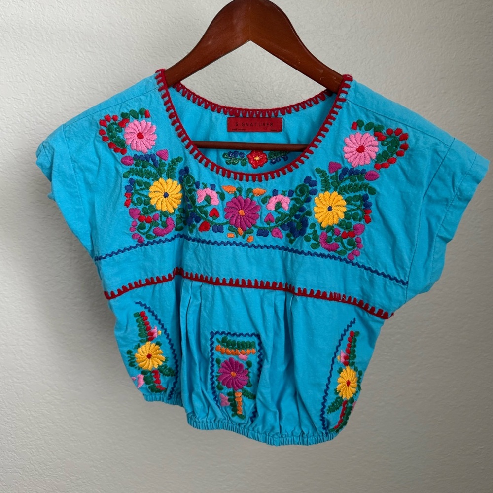 Embroidered Blue Top